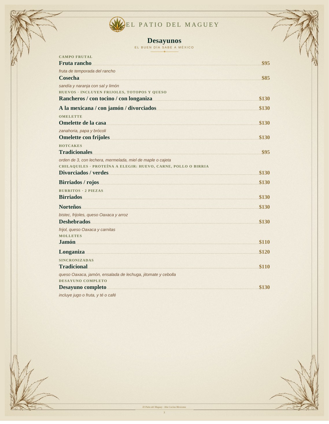 Menú de El Patio del Maguey — página 3